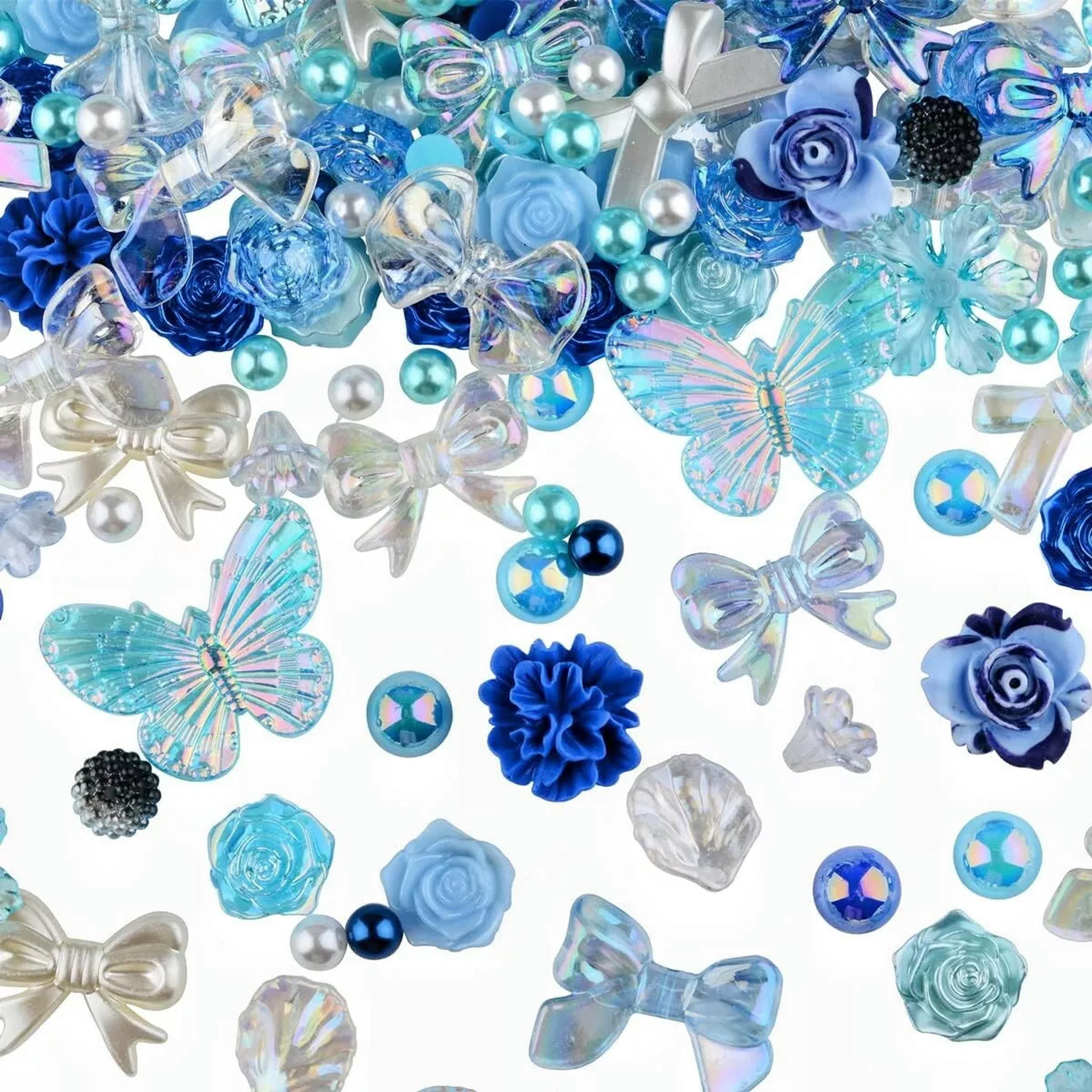 U8MO Resin Cabochons Butterfly Slime Charms Blue White Bulk Assorted Lot 350pcs