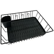 Mega Chef DR-104 17.5 in. Black Dish Rack with 14 Plate Positioners & A Detachable Utensil Holder