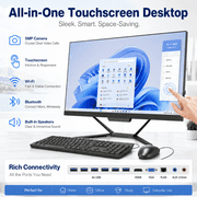 PTZZHEDM 23.8" Touchscreen All-in-One Desktop PC, Intel N5095, 16GB RAM, 1TB SSD, Win10 Pro, Black