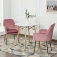 thumbnail image 3 of Set of 2 Leathaire Dining Chairs w/Removable Cushion, Mid-Back Leisure Armchair Pink, 3 of 8