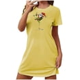 thumbnail image 5 of Sakmal Christmas Moomoo Nightgowns Women Cloud-Like Stretchy Oversized Yellow House Dress Short Santa Claus Print Short Sleeve Crew Neck Nightgowns S-2XL, 5 of 5
