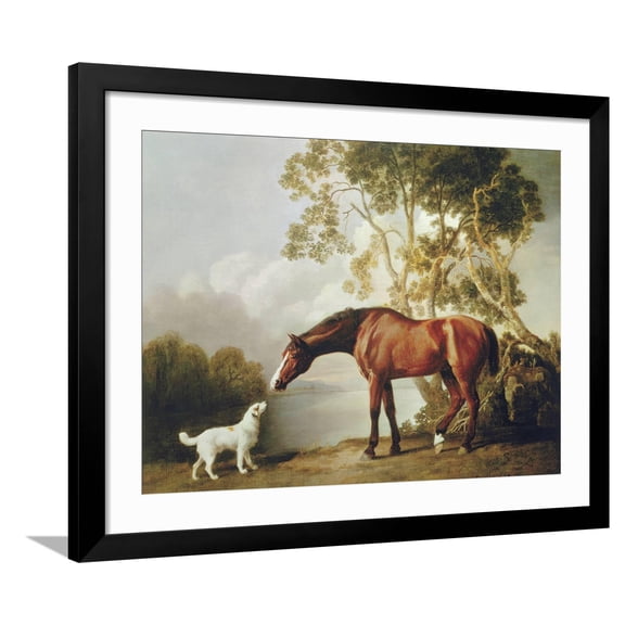 Art.com Bay Horse and White Dog Art Print by George Stubbs, Black Frame Wall Art, 40" x 32"