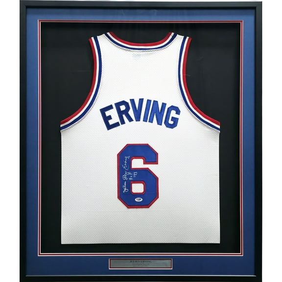 Philadelphia 76ers Julius "Dr. J" Erving Autographed Framed White Jersey PSA/DNA 249480