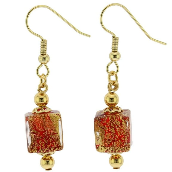 GlassOfVenice Murano Glass Antico Tesoro Cubes Earrings - Ruby Red