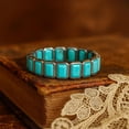 thumbnail image 4 of Octagon Cut Turquoise Full Eternity Engagement Ring, Stackable Thick Band Ring for Anniversary, December Birthstone Ring, Bezel Set Ring, 4 of 5