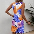 thumbnail image 3 of Floral Hawaiian Dresses for Women 2026 Sleeveless Mini Dress V Neck A Line Pocket Summer Beach Vacation Swing Sundresses Purple M, 3 of 4