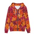 thumbnail image 3 of Renewold Thanksgiving Zip-Up Hoodies Sweatshirts Long Sleeve Hooded Jackets with Front Pockets Vibrant Women Fall Maple Leaves Cricket Activewear Daily Wear Clothing Size XS, 3 of 6