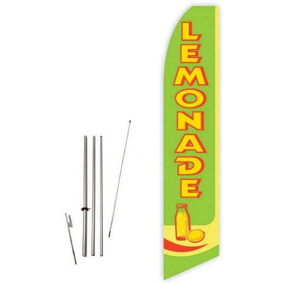 Lemonade Lime Green Super Novo Feather Flag - Complete with 15ft Pole Set and Ground Spike