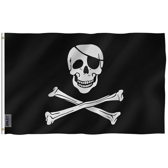 Anley Fly Breeze 3x5 Foot Jolly Roger Flag with Patch - Pirate Flags Polyester with Brass Grommets