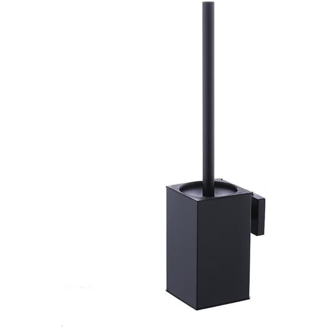 Escobilla y Soporte para Inodoro de Acero Inoxidable, Montado en la Pared, Mango Largo, Juego de Escobilla para Inodoro Cuadrada, Limpiador Resistente para Baño(Negro)