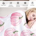 thumbnail image 3 of Manta de franela ligera y suave con diseño de calabazas rosas en acuarela para otoño, para cama, sofá, salón, silla, coche, viajes, 50 x 60 pulgadas, 3 of 7