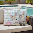 thumbnail image 5 of Spring Easter Pillow Covers 2 Pack Rabbit Egg Colorful Flower Butterfly Blue Plaid Pillowcase Waterproof Outdoor Throw Pillow Cover for Patio Garden Square Cushion 20”x20”, 5 of 9