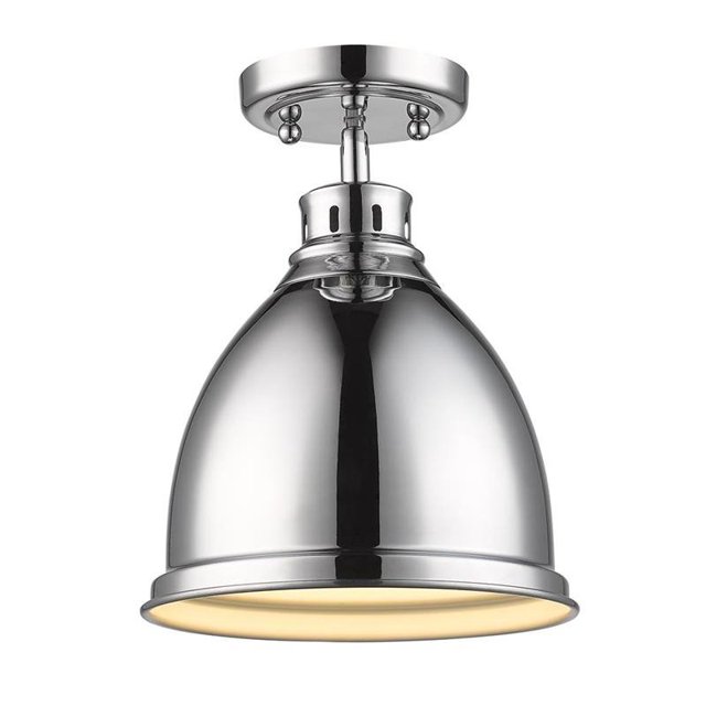 Duncan Flush Mount in Chrome with a Chrome Shade