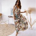 thumbnail image 3 of MesaSe Robes Maxi d'Été pour Femmes Imprimé Tropical Robes de Plage Col en V Sans Manches Taille Haute Lacée Robe Maxi Fluide Robe d'Été, 3 of 9