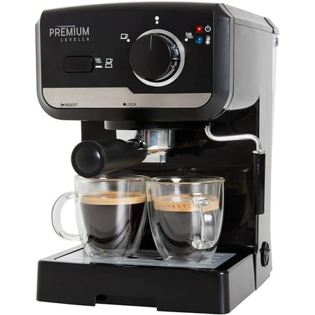 Premium Levella - Espresso Machine with 15 bars of pressure and Milk Frother - Silver