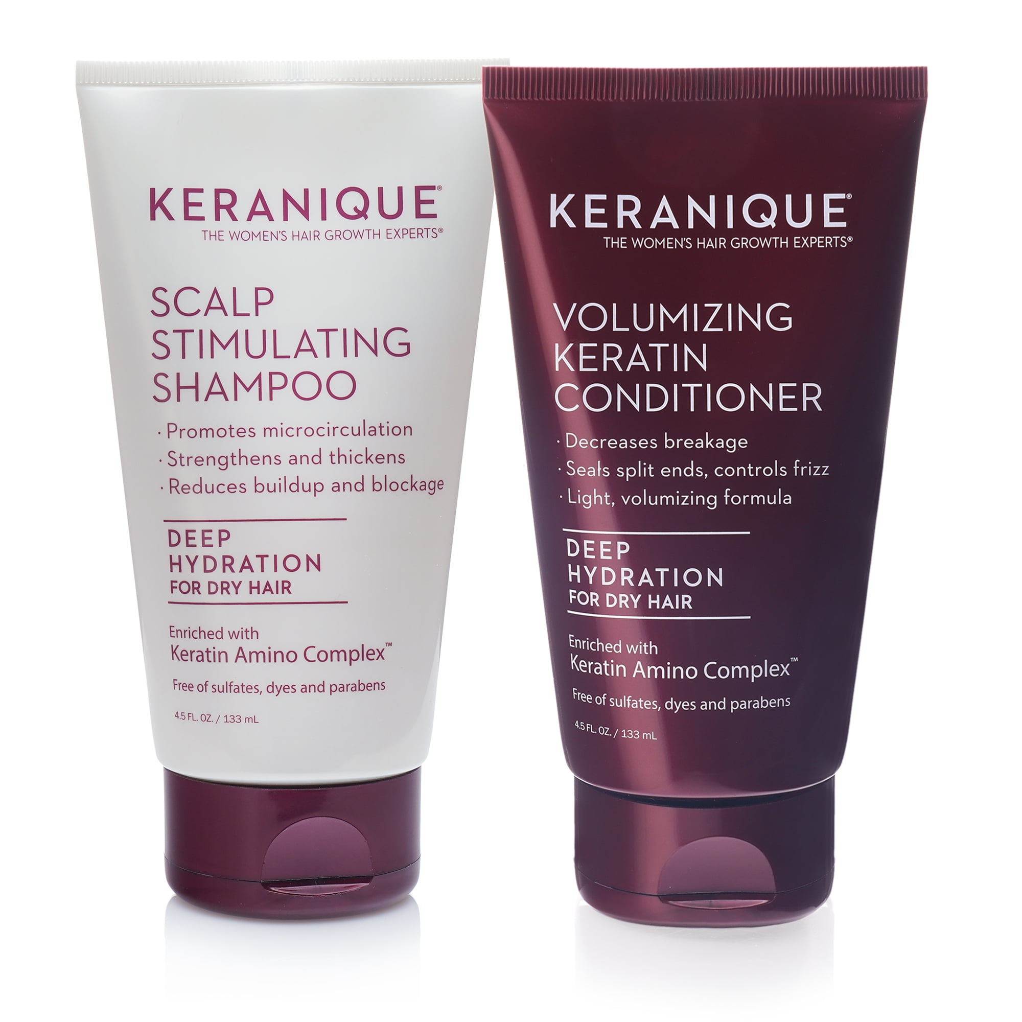 Keranique Volumizing & Repairing Daily Shampoo & Conditioner with Keratin, Full Size Set, 2 Piece