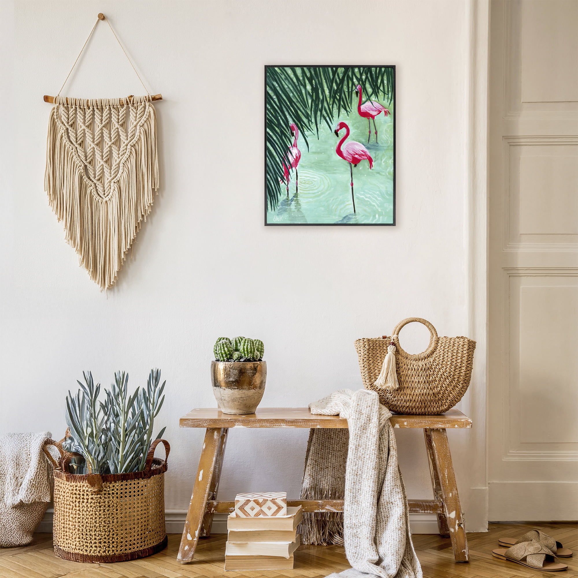 Stupell Industries Shallow Flamingo Pond Black Framed Giclee Art, design by Sarah Waldron Kimball
