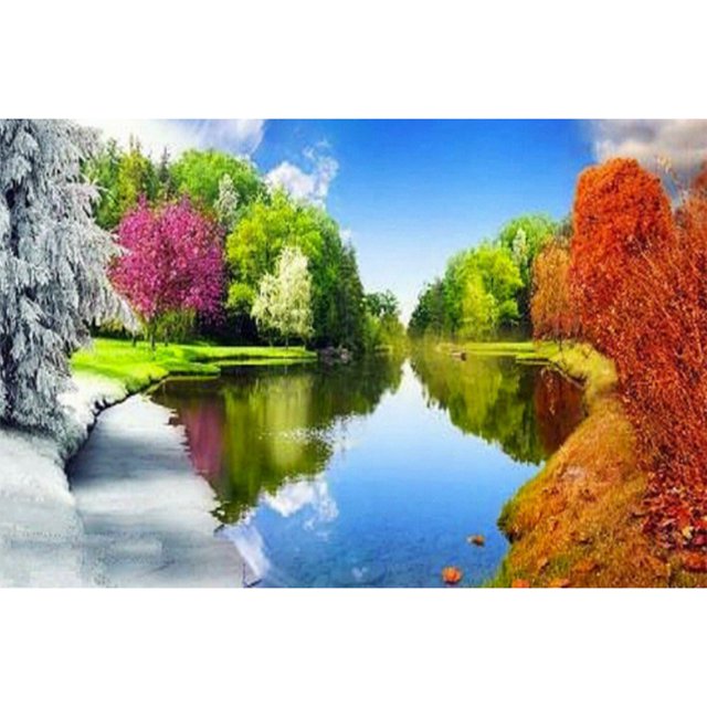 Taladro diamante pintura (DE0180) 5D DIY paisaje completo punto de cruz bordado mosaico 50x70cm Hugtrwg Para estrenar