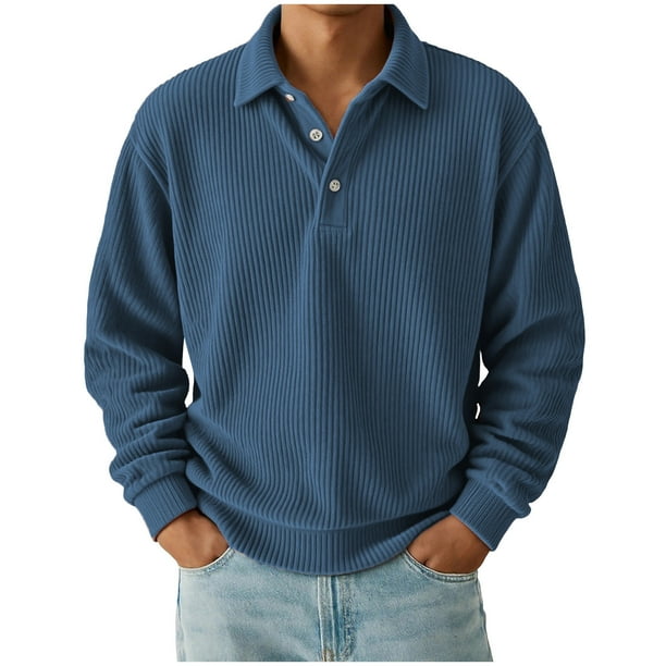pstuiky manga larga de hombre, Cárdigan informal de manga larga con solapa y botones para hombre, color liso Tops de hombre s
