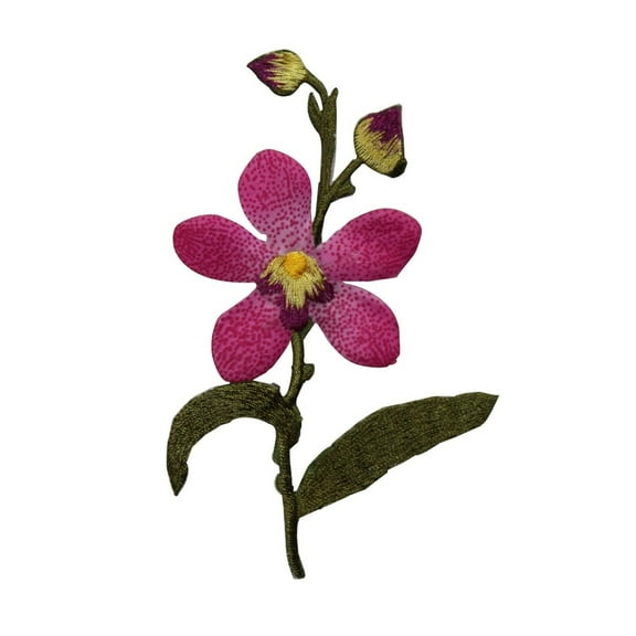 ID 6457 Pink Lace Orchid Flower Patch Iris Garden Embroidered Iron On Applique