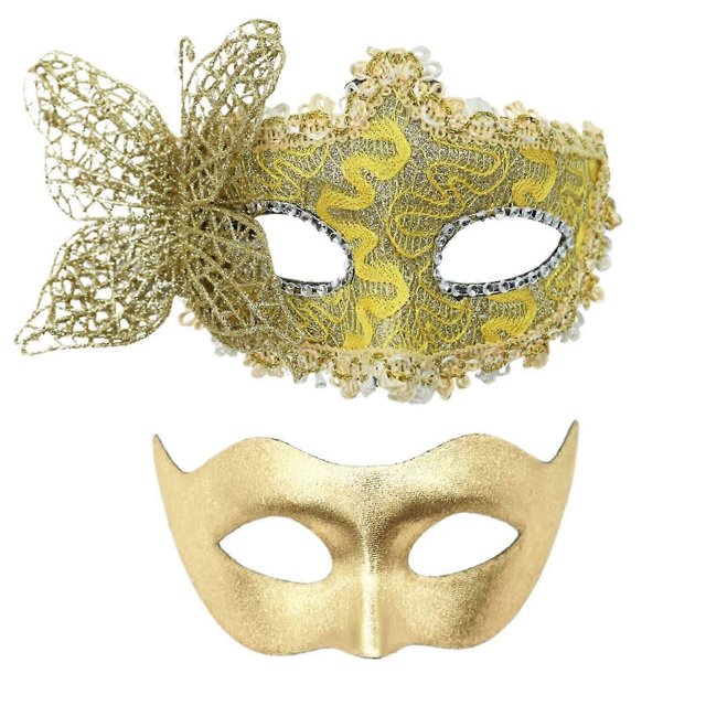 Couple Masquerade Eye Mask Half Face Masquerade Mask Masquerade Costume Accessory for Men Women Halloween Wedding Prom Silver