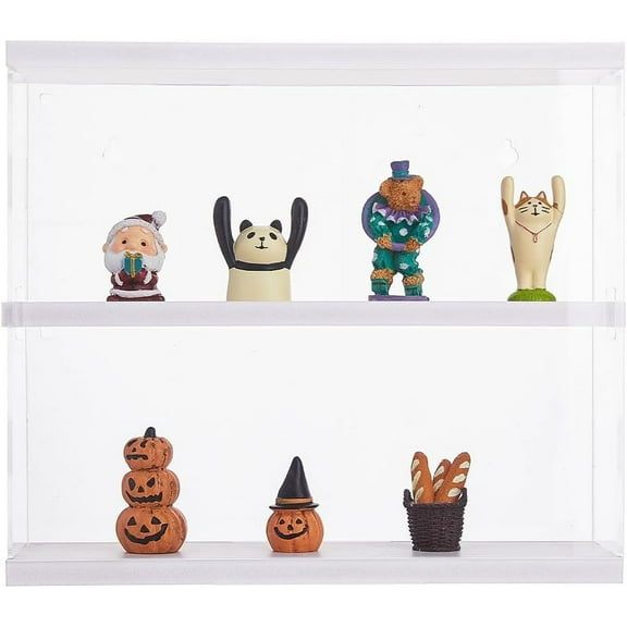 Acrylic Display Case Clear Wall Mountable Display Case for Collectibles 2 Tier Desktop Dustproof Display Cabinet Box Collections Showcase Storage Organizer DIY