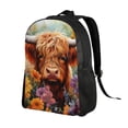 thumbnail image 2 of Disketp Countryside Colorful Floral Cow Mochila Unisex de Apertura Lateral Completa, Mochila para Laptop para Escuela, Trabajo y Viajes, 2 of 8