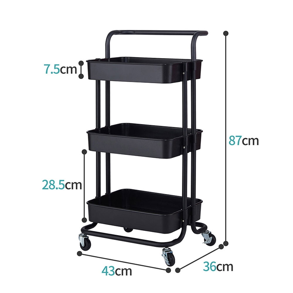 Lowestbest 3-Tier Storage Utility Cart, Mobile Shelving Unit Organizer with 4 Wheels for Home Kitchen Office Lowestbest 3-Tier Storage Utility Cart, Mobile Shelving Unit Organizer with 4 Wheels for Home Kitchen Office