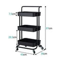 thumbnail image 3 of Veryke 3-Tier Utility Mobile Storage Cart, Unit Organizer with 4 Wheels - Matte Black, 3 of 8