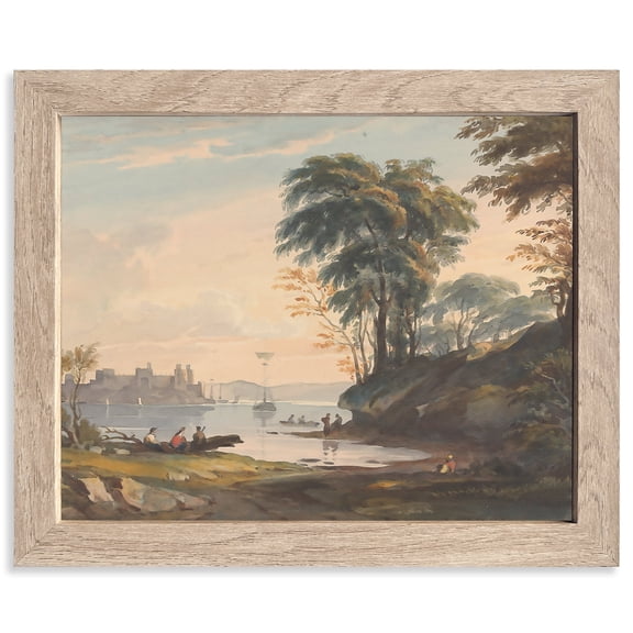 Vintage Oil Painting Canvas Prints Famous Painter Classic Landscape Poster Decor Paintings Wall Art Prints Retro Gallery Wall Decor(Conway Castle Thomas Sully 8x10 Inches Framed)