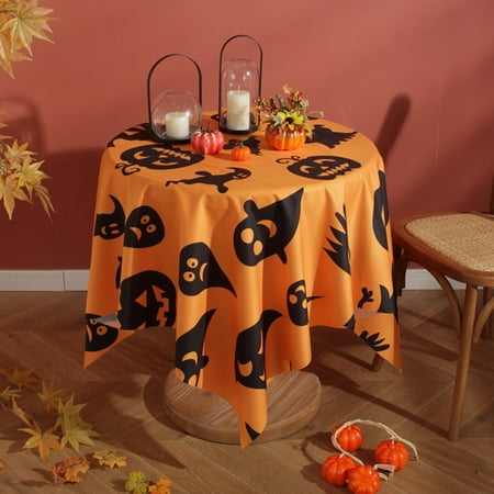 

Fashnice Halloween Decorative Tablecloth Washable Rectangle Table Cover Dust-proof Luxury Cloths Covers Party Dining Room 1#Orange 55 x 79