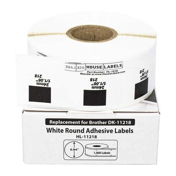 HOUSELABELS Compatible with DK-1218 Replacement Roll for Brother QL Label Printers; 1,000 Round Labels; 1" (25.4mm) Diameter - 1 Roll