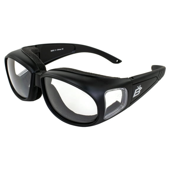 Birdz Swallow Foam Padded Motorcycle Riding Glasses Black Frame Clear Lenses