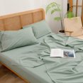 thumbnail image 2 of BESTOUCH Sheet Set King 100% Washed Cotton Linen Feel Super Soft Comfortable Chic Lightweight 4 Pcs Home Bedding Set Green, 2 of 5
