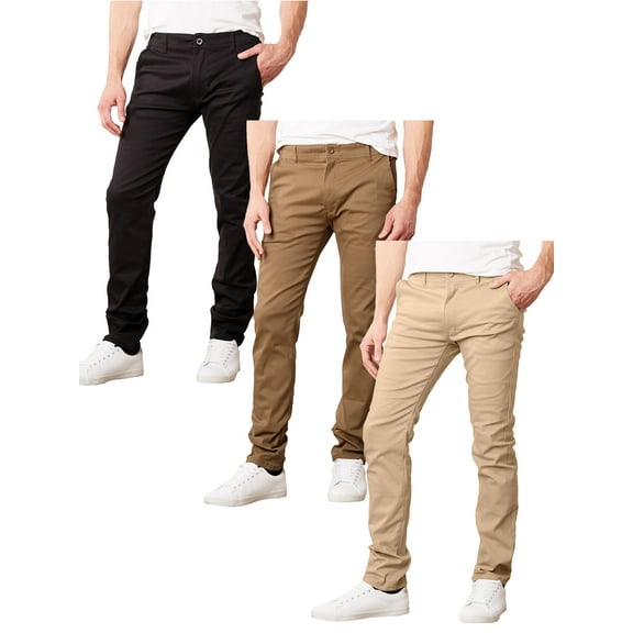 3-Pack Men's Super Stretch Slim Fit Everyday Chino Pants (Sizes, 30-42)