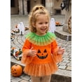 thumbnail image 4 of RUINIXCW Kids Halloween Pumpkin Costume Toddler Baby Girl Halloween Outfit Fall Sequined Ruffled Long Sleeve Tops Cosplay Costume Holiday Clothes, 4 of 10