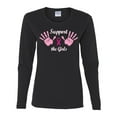 thumbnail image 2 of Wild Bobby Support The Girls Funny Hope Breast Cancer Awareness Women Graphic Long Sleeve T-Shirt, Black, Small, 2 of 6