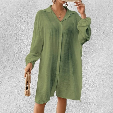 Tawop Women Swimsuits Cover Up Bikini Shirt Loose Beach Swimsuits Clearance In Women Swim Cover Army Green Free Size