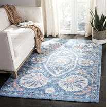SAFAVIEH Saffron Jaslyn Bordered Oriental Area Rug, Blue/Cream, 5' x 8'