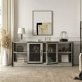 thumbnail image 3 of Litake TV Stand, Farmhouse TV Stand with Storage Mesh Door and Shelves, Industrial Entertainment Center TV Media Console Table for 65+ Inch TV, Gray TV Console Cabinet Furniture for Living Room, 3 of 10