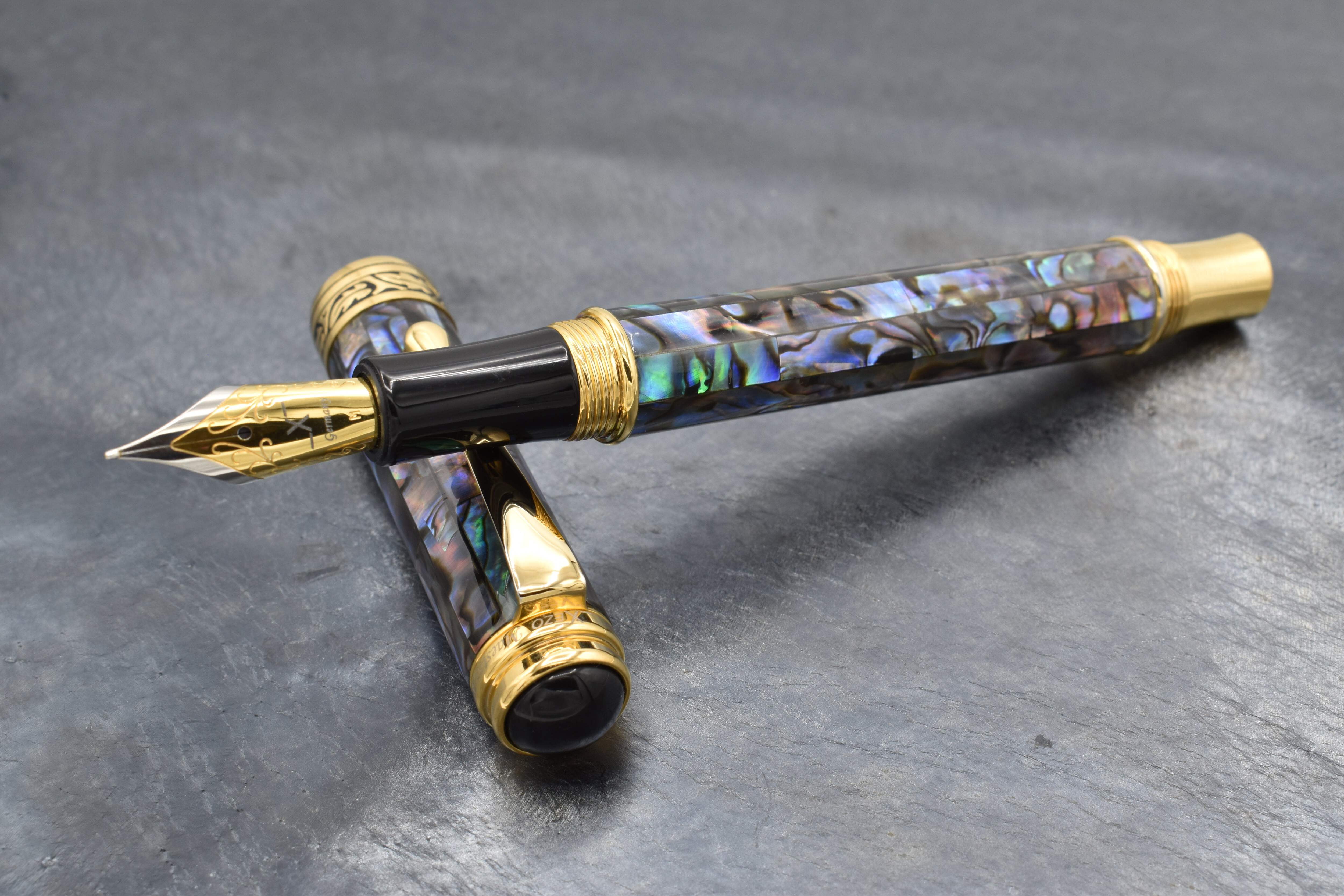 Xezo Xezo Maestro® Paua Abalone Sea Shell Fountain Pen (Medium Nib) - 18K Gold Plated