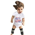 thumbnail image 4 of EnJoCho Toddler Summer Romper Baby Kids 4th Of July Letters Prints Crewneck Short Sleeve Jumpsuit Boys Girls Independence Day Solid Bodysuit Home Casual Crawl Outing Cloths, 4 of 7