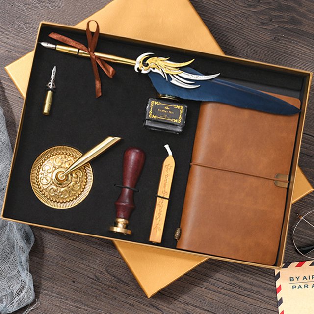 Cuadros Decorativos Caja de regalo de papelería de cumpleaños Juego de pluma de escritura de pluma de caligrafía artesanal retro Ndcxsfigh Nuevos Originales