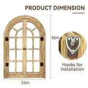 TEWLOSS Arched Wall Mirrors 36x24 Window Mirror Farmhouse Decor Wood Frame for Bedroom, Natural