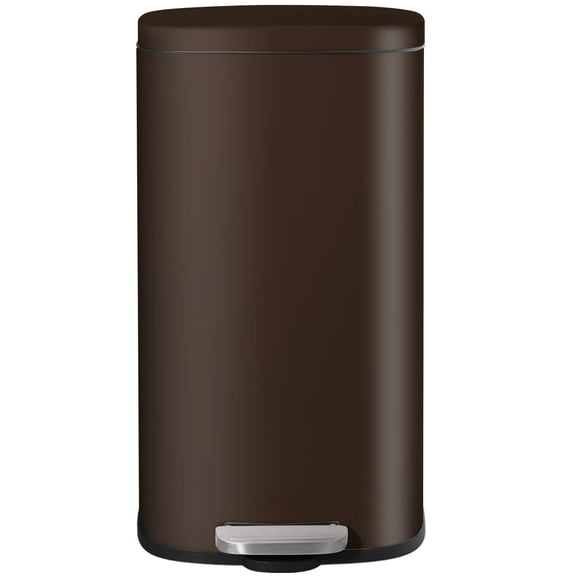 AthLike Trash Can, Stainless Steel Kitchen Garbage Can, Step Waste Bin with Hinged Lid and Removable Inner Bucket, Soft-Close, Dustbin for Bathroom Bedroom Living Room Home (Brown, 8 Gal)