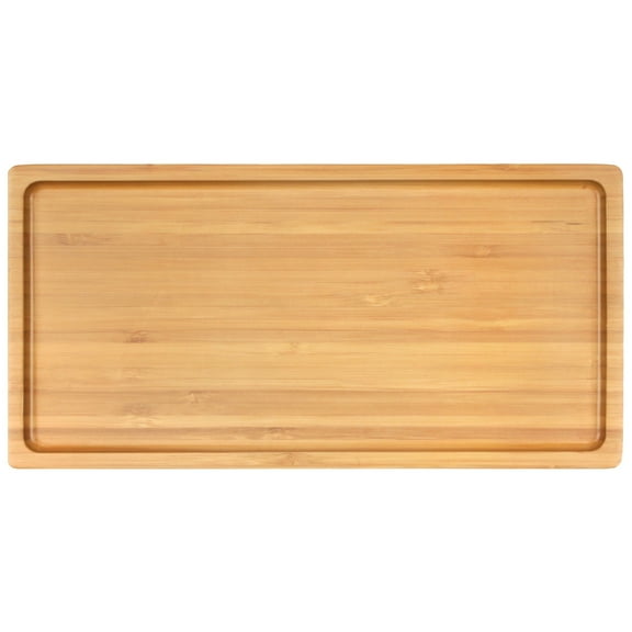 BambooMN Bamboo Wooden Small Organic Tea Serving Tray - Rounded Edges - 11" x 5.5" x 0.6"
