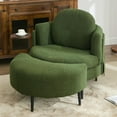 thumbnail image 2 of Barara King Modern Comfy Arm Chair, Reading Chair,42.5" Single Sofa Chair with Cresent-Shaped Footstool, Green, 2 of 11