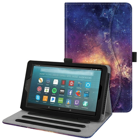 Flip Case for Fire 7 Tablet 9th Gen, 2019 Release, Fintie Vertical Multi-Viewing Hands-Free Standing Cover Galaxy
