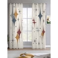 thumbnail image 2 of Grey Yellow Diamond Sheer Curtains 63 Inch Length 2 Panels Set for Living Room/Bedroom, Modern Geometric Middle Century Beige Kitchen Curtains Grommet Semi-Sheer Curtains Window Treatments 42"x63"x2, 2 of 7