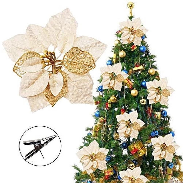 Paquete de 15 adornos con purpurina para árbol de pascua